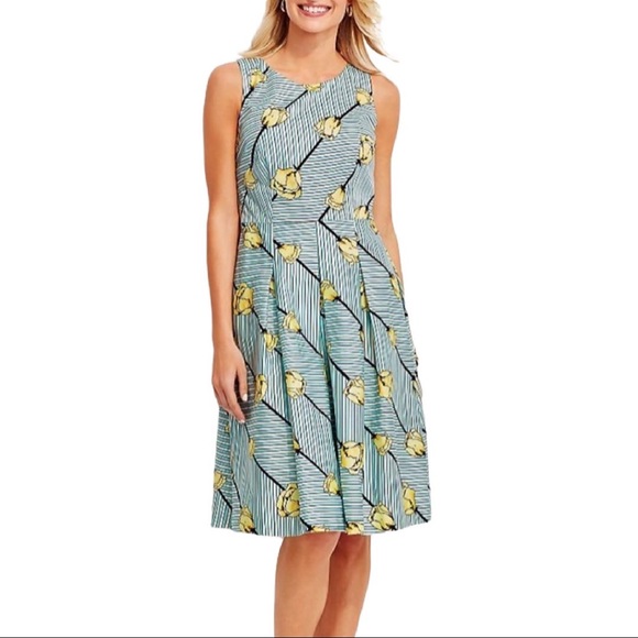 TALBOTS | Rose Print Floral & Stripes Dress - Picture 2 of 6